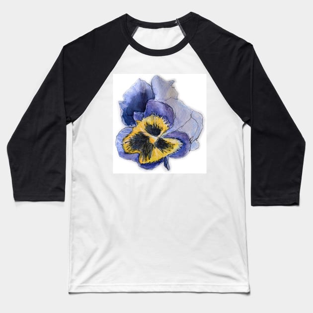 Watercolour Sketch - Pansy Baseball T-Shirt by bobpetcher